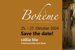 Flyer für Konzert "Bohème" des Ensembles callia blu